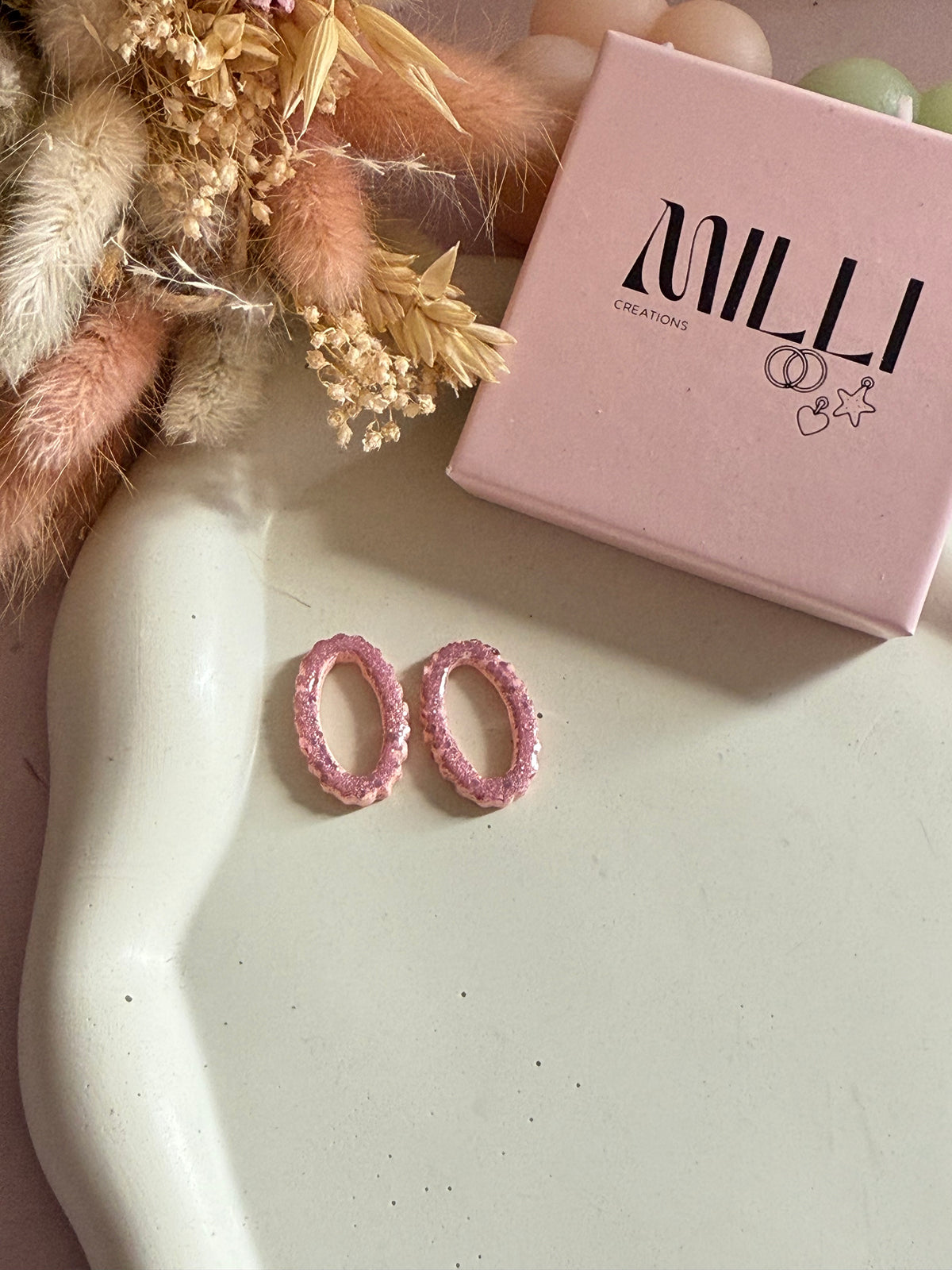 Charms Tif lignes paillettes roses