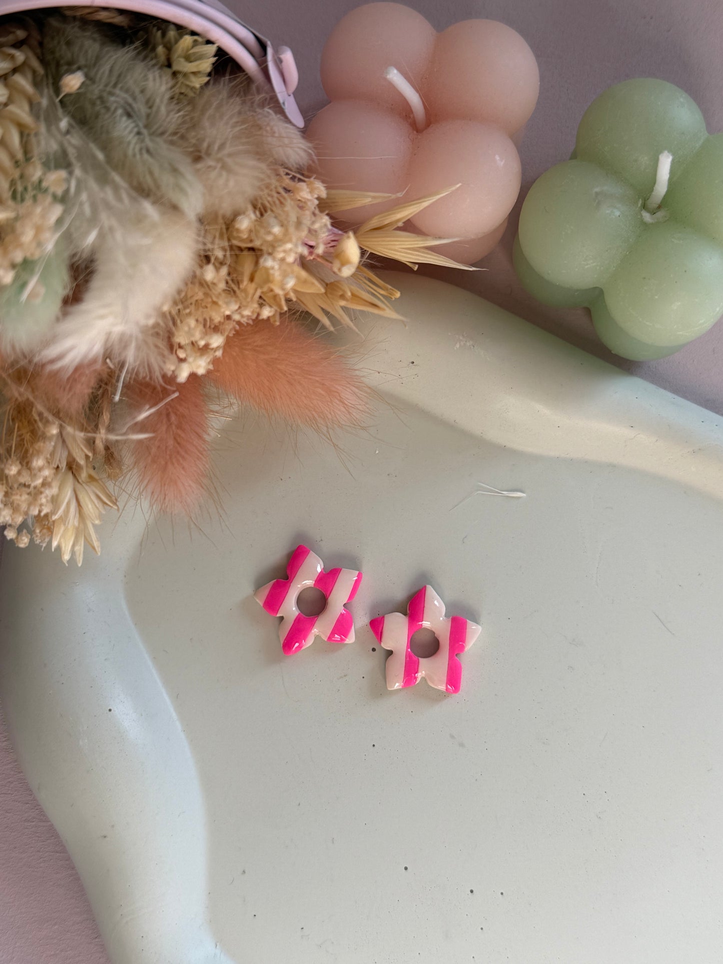 Charms Martha lignes roses bonbon/ivoire