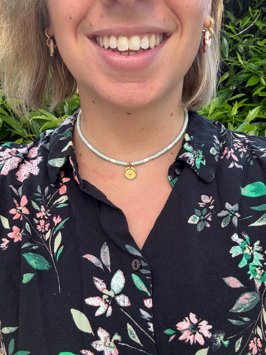 Collier perles vert clair