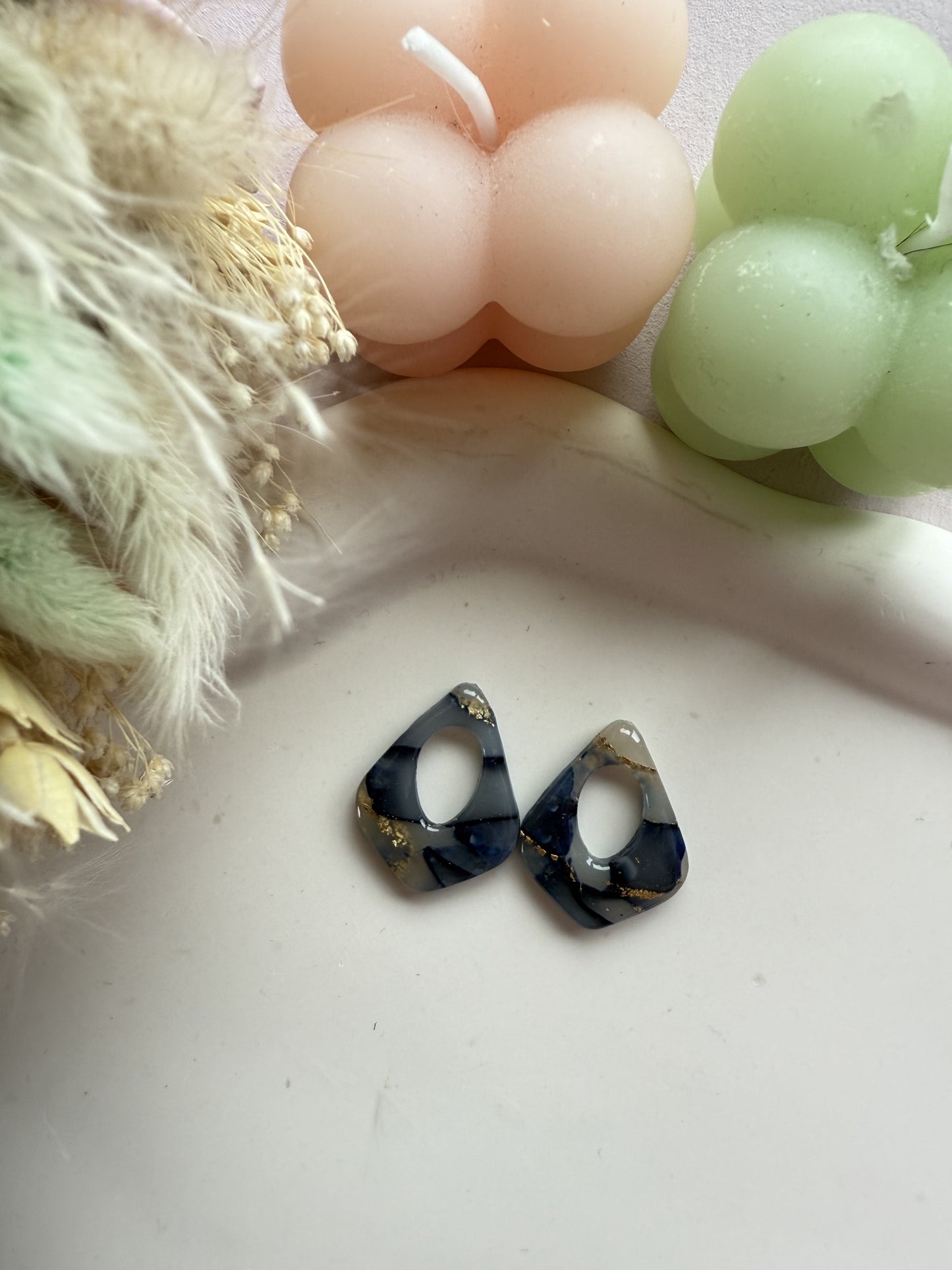 Charms paloma marbré bleu Or