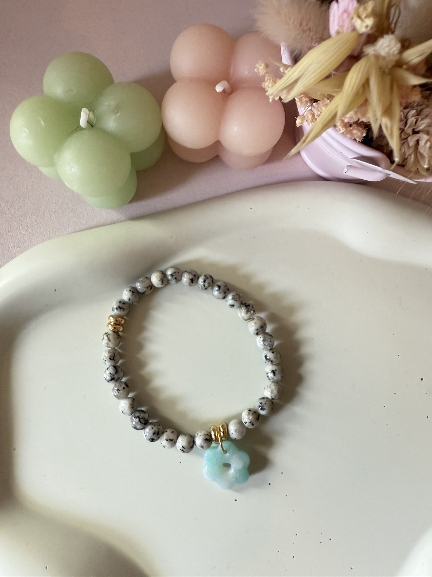 Bracelet pierres naturelles gris