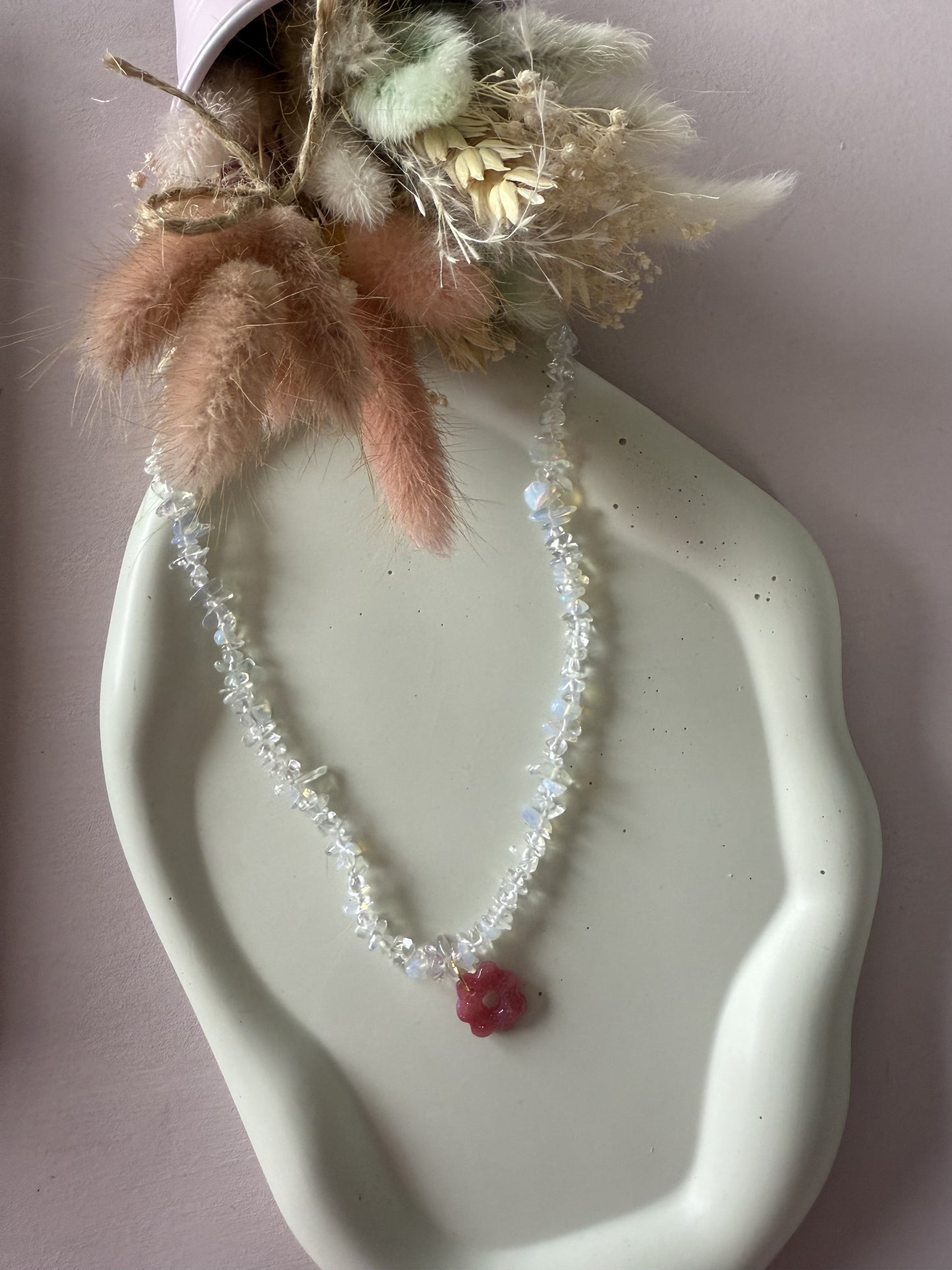 Collier perles transparentes