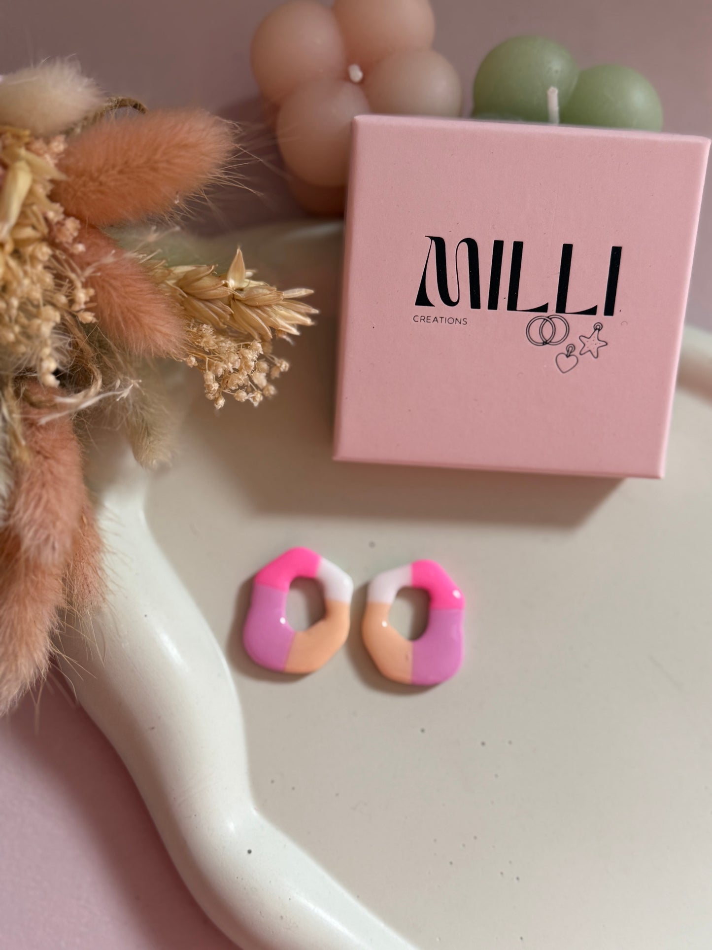 Charms Fanny rose fluo/blanc/ivoire/ rose
