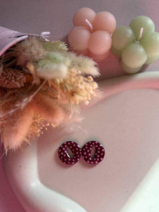 Charms Kate bordeaux pois roses