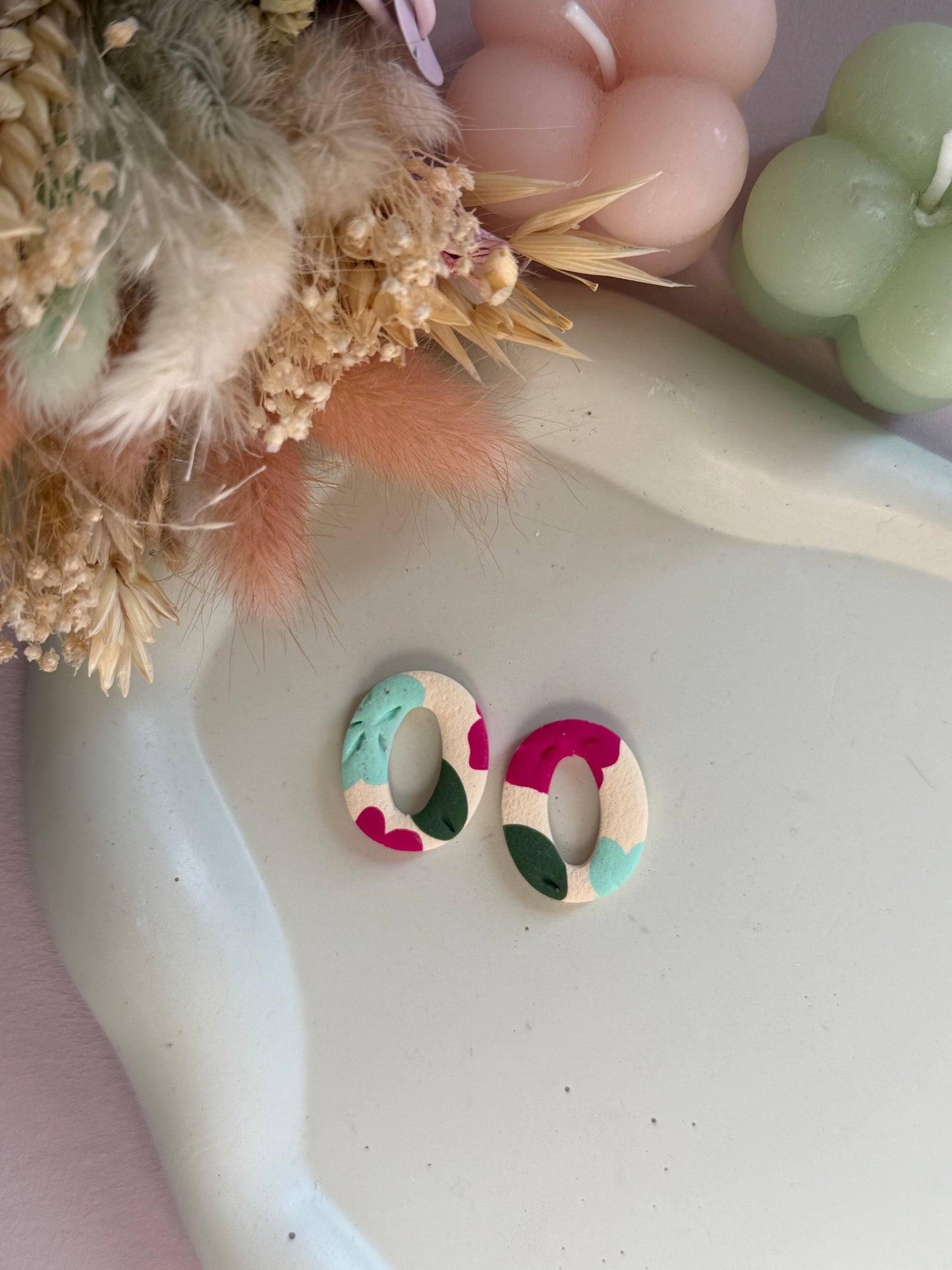 Charms Linea fleurs framboise/menthe L