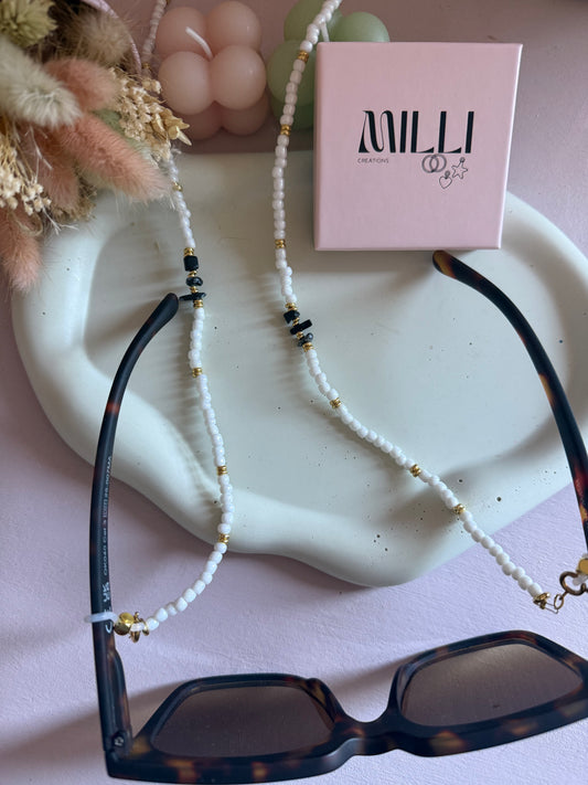 Chaine de lunettes perles nacrés