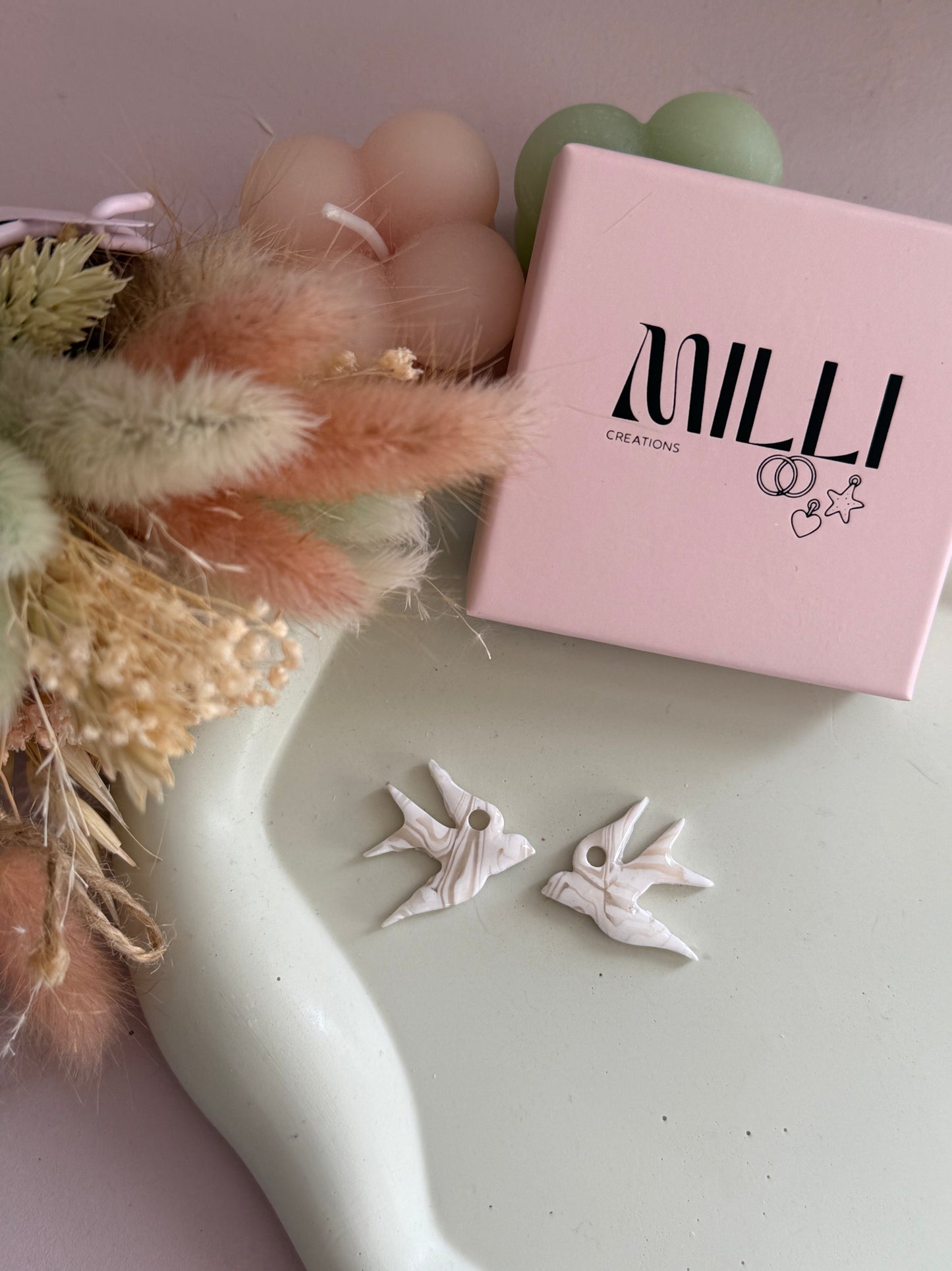 Charm Mina blanc marbré M