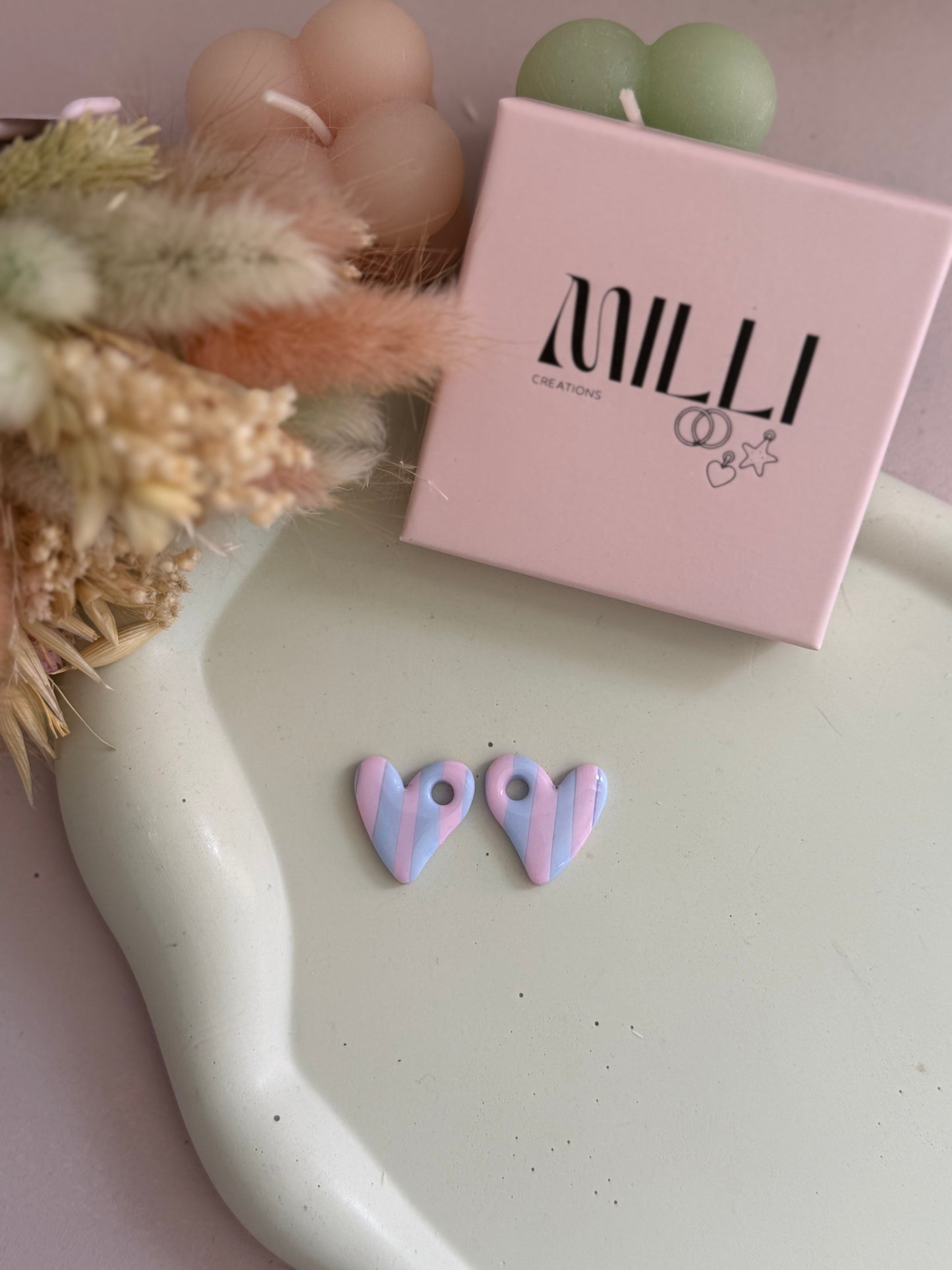 Charms Pauline lignes bleu ciel/ rose pale