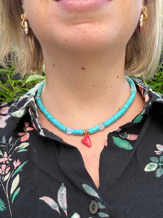 Collier perles turquoises