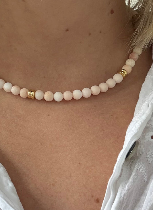 Collier pierre naturelle Calcedoine