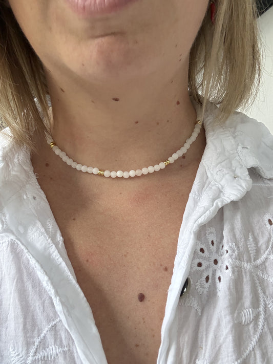 Collier pierre naturelle Quartz blanc